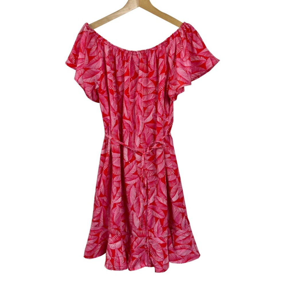 Merona Hot Pink Leaf‎ Print Dress
